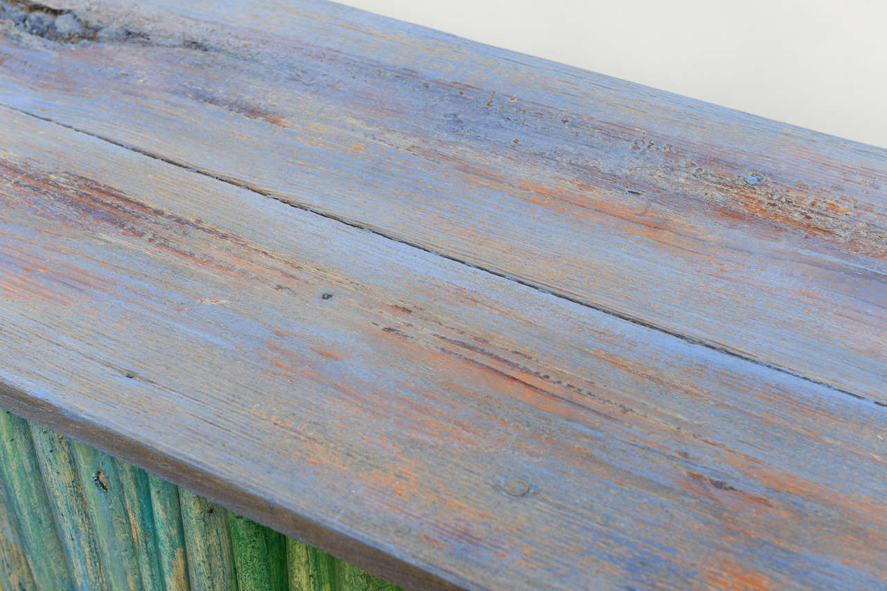 Pair of Painted Palm Frond Benches 1