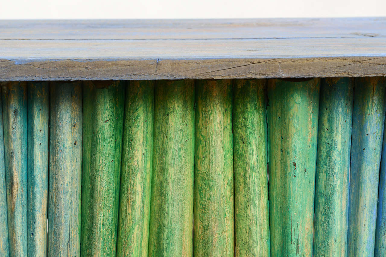 Pair of Painted Palm Frond Benches 3