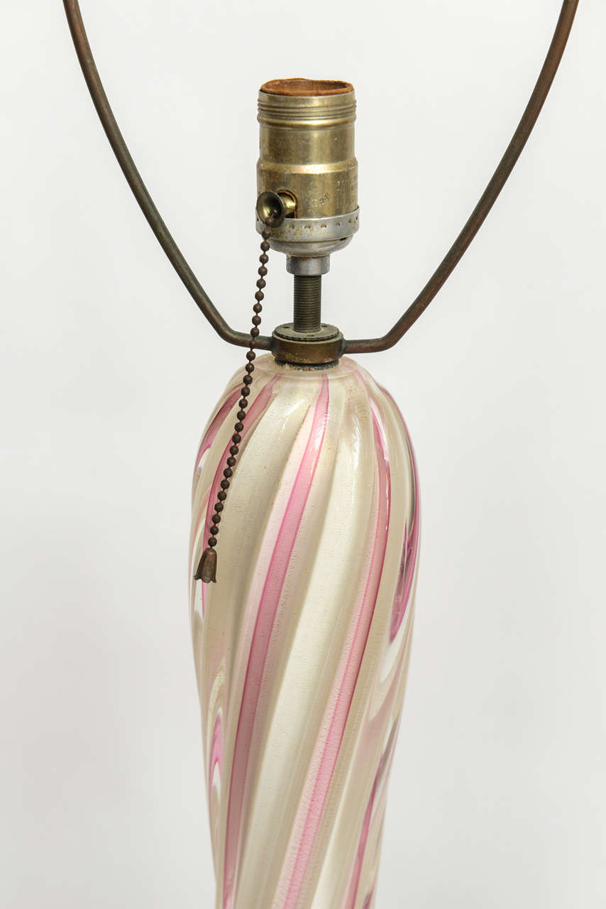 Pair of Pink Swirl Murano Lamps 2