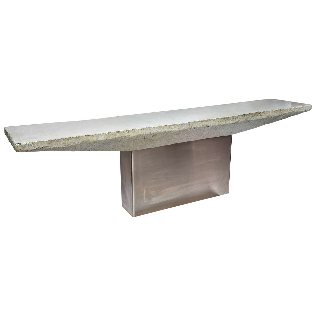Stone Composite and Steel Console Table