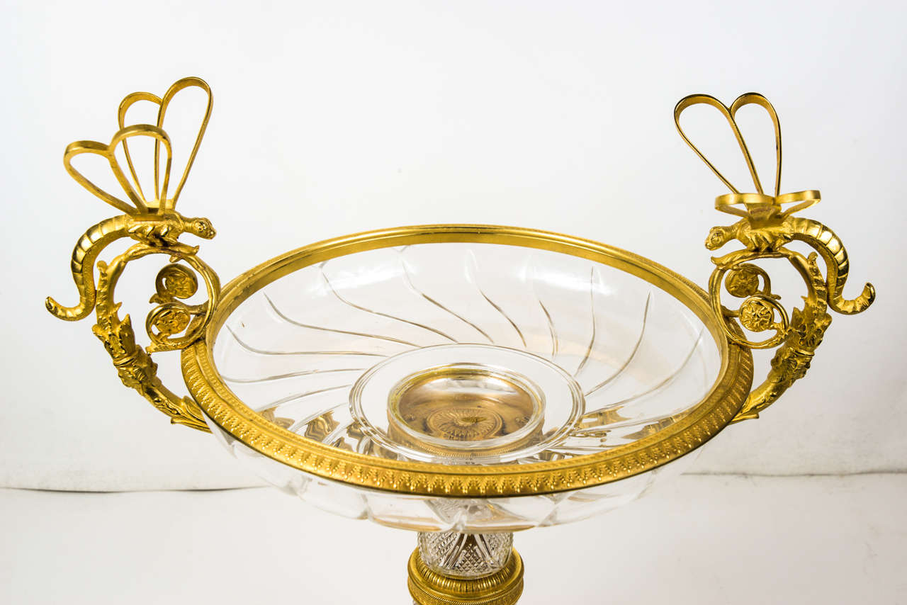 Crystal and bronze center of table In Excellent Condition For Sale In Paris, FR