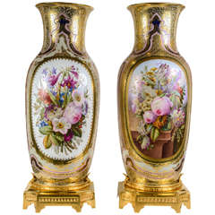 Pair of Gorgeous Vases in Porcelain of Bayeux