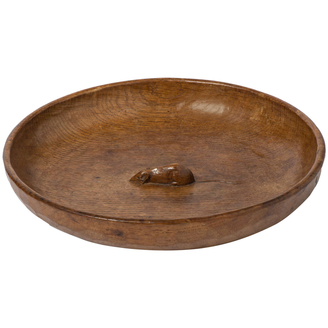 Robert “Mouseman” Thompson Oak Fruit Bowl with Adzed Interior and