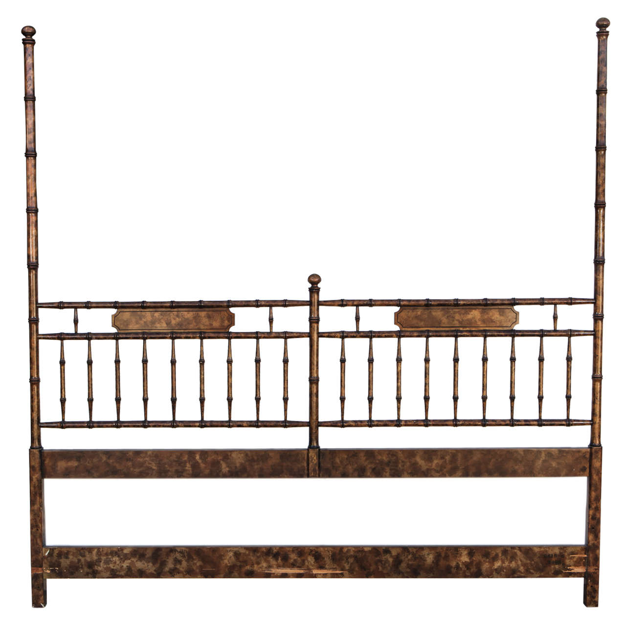 Hollywood Regency Chinoiserie Faux Bamboo Headboard For Sale