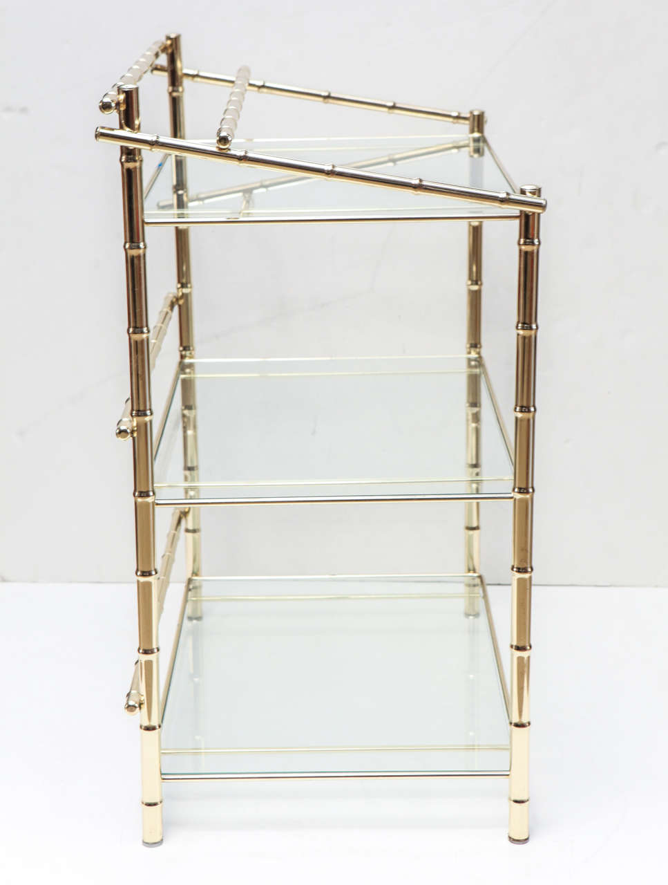 Faux Bamboo Brass and Glass Barcart 3