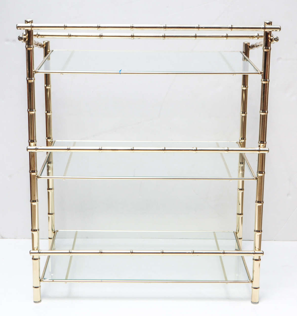 Faux Bamboo Brass and Glass Barcart 5