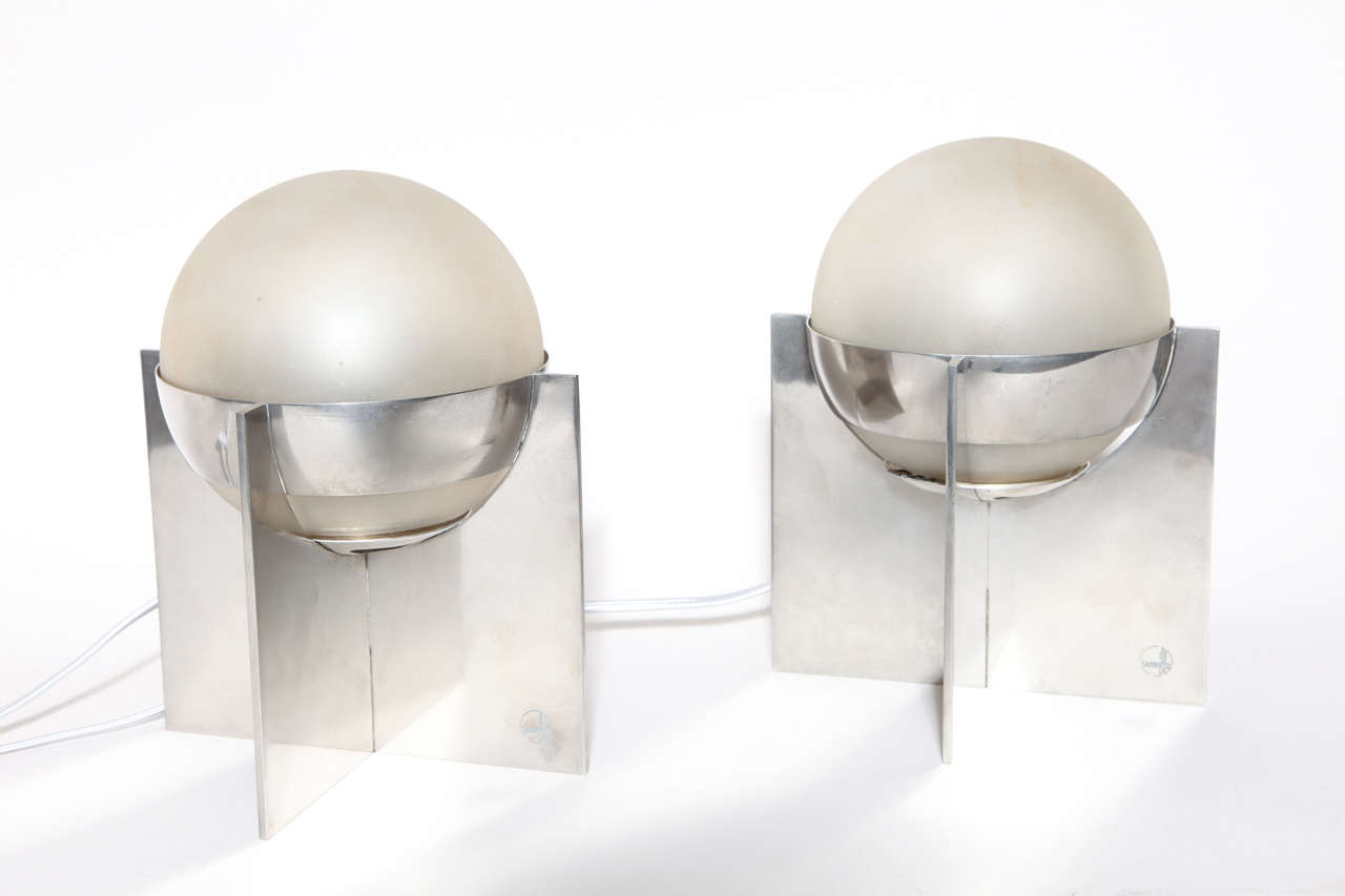 Boris Jean Lacroix, Paar Art-Déco-Tischlampen (Glas) im Angebot