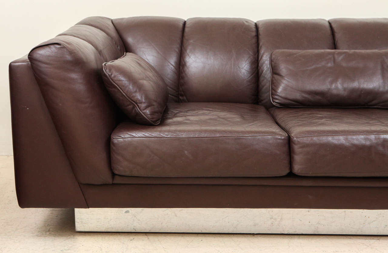 American Milo Baughman Leather Sofa