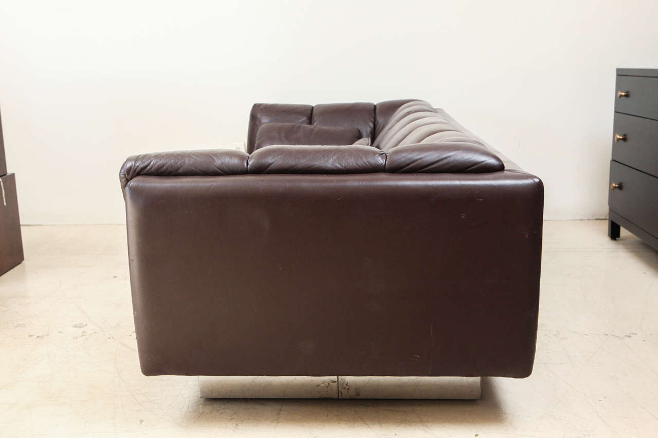 Mid-20th Century Milo Baughman Leather Sofa