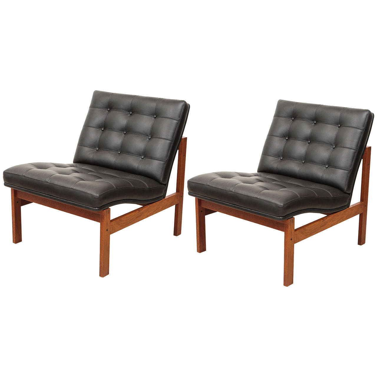 Pair of Armless Lounge Chairs by Ole Gjerløv-Knudsen and Torben Lind
