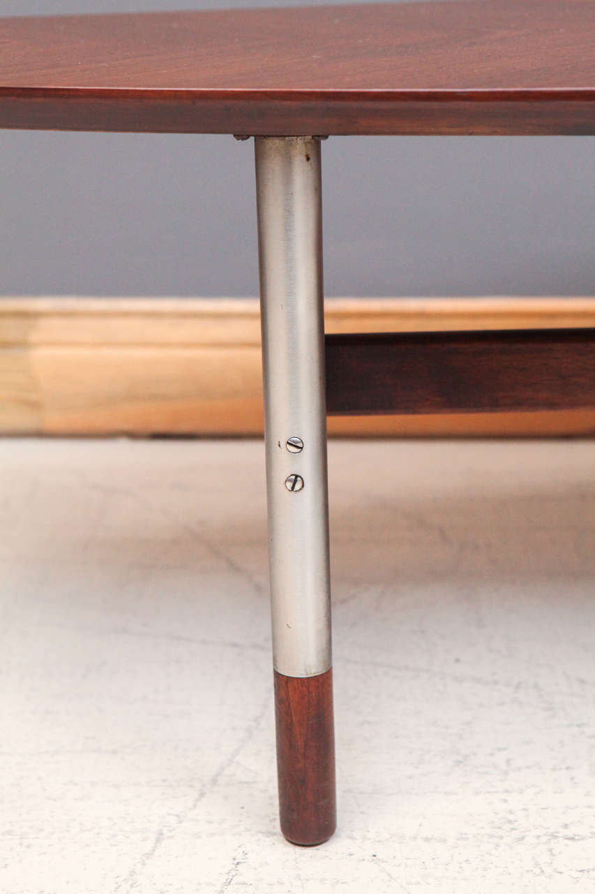 Danish Teak and Stainless Steel Surfboard Table by Arne Vodder
