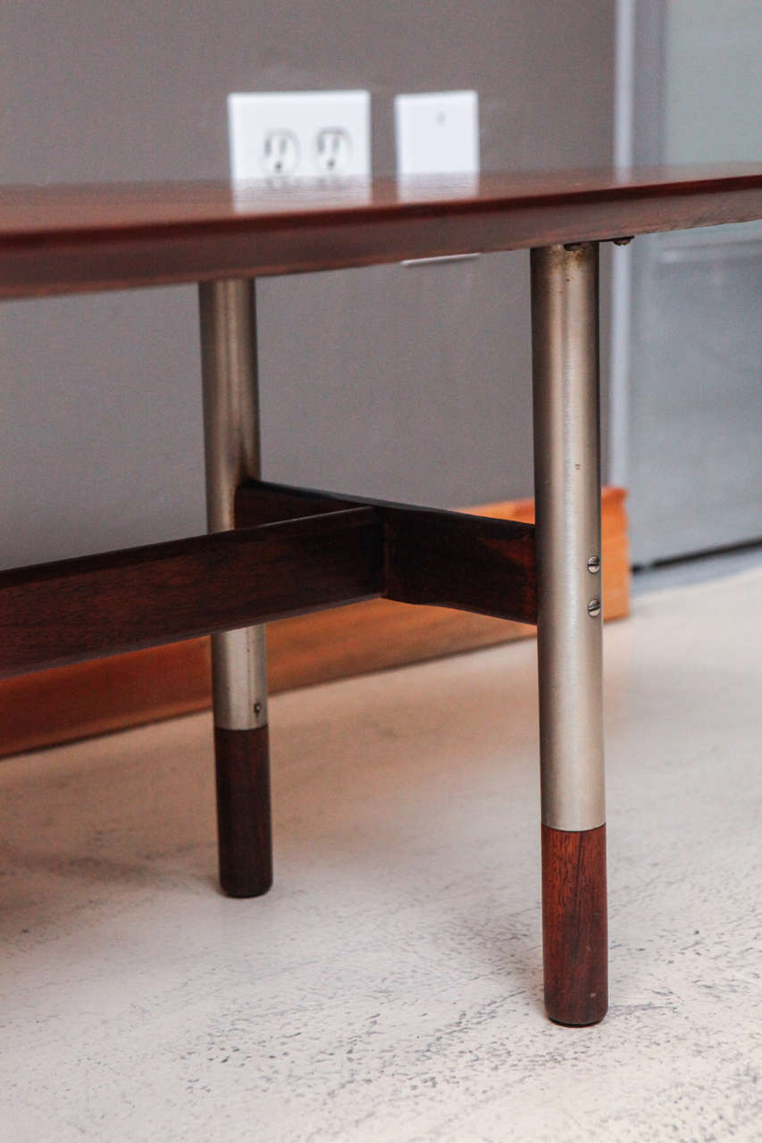 Teak and Stainless Steel Surfboard Table by Arne Vodder In Excellent Condition In Los Angeles, CA