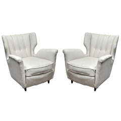 1950s Upholstered Club Chairs in Gio Ponti Style 3