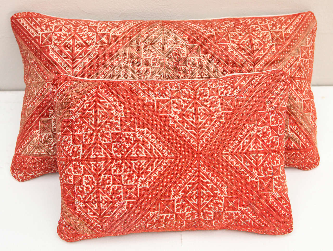Antique Moroccan Fez Embroidered Pillows (Set of 2)