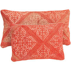 Antique Moroccan Fez Embroidered Pillows (Set of 2)