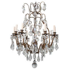 Louis XV Style 9-Light Crystal Chandelier with Bronze Frame, Italy