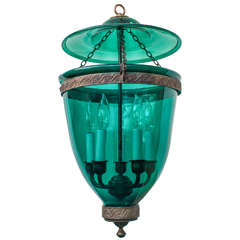 Regency Hand-Blown Green Glass Lantern, England, Circa:1810, Electrified