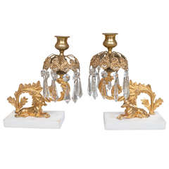 Pair of  Wm IV Gilt Brass Recumbent Greyhound Lustres, England, Circa: 1820