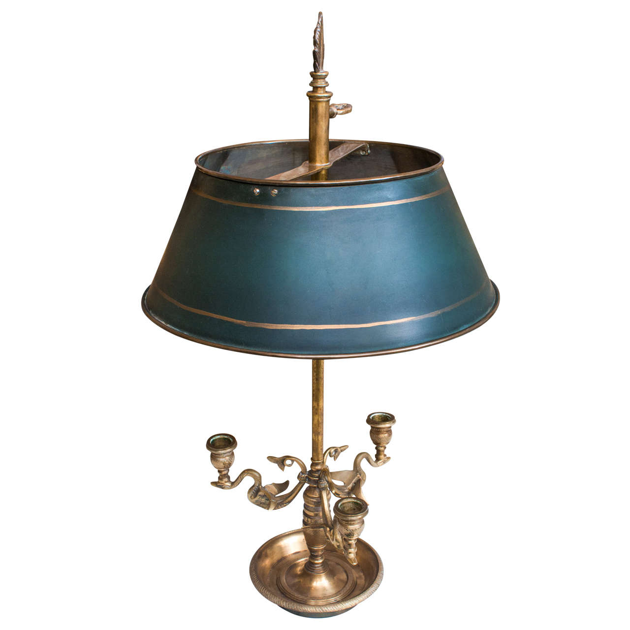 2-Light Brass Bouillotte (Gaming) Lamp, France, Circa:1930 For Sale