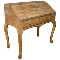 Antique Swedish Desk in Carved and Painted Wood, circa 1760