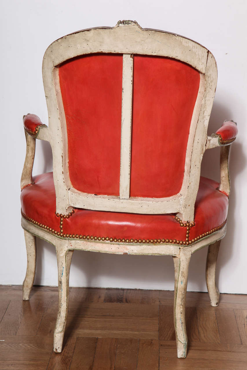 A Pair of Louis XV Carved and Painted Fauteuils. France, 19th Century 4