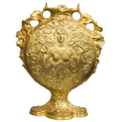 Art Nouveau Gilt Bronze Vase, Signed "Jouant"