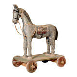 Vintage Folk Art Wooden Horse