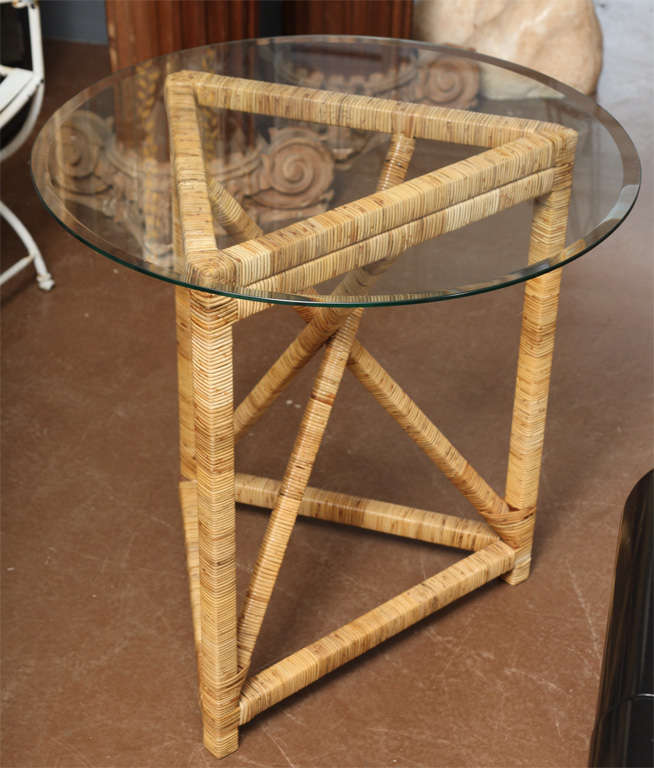 Pair of Mid Century Rattan End Tables