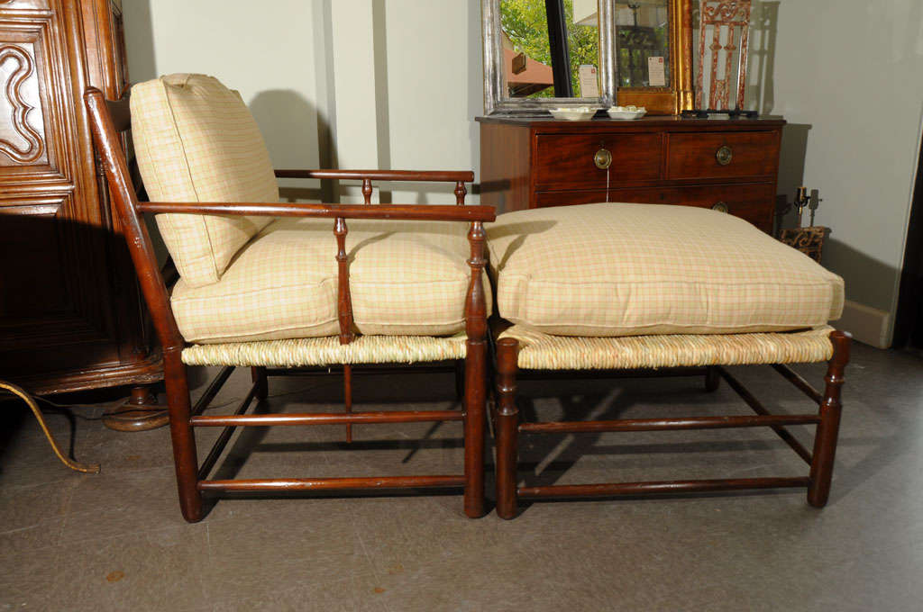 American Provencal Chair And Ottoman For Sale