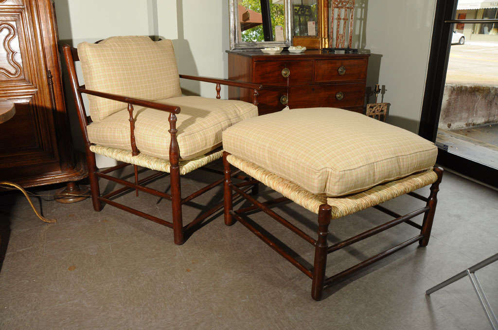Contemporary Provencal Chair And Ottoman For Sale