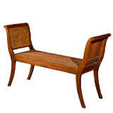 Mid C Caned Walnut Window Bench