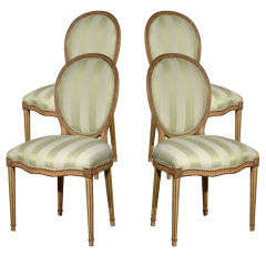 Set Of (4) Louis XVI Style Painted Dining Chairs