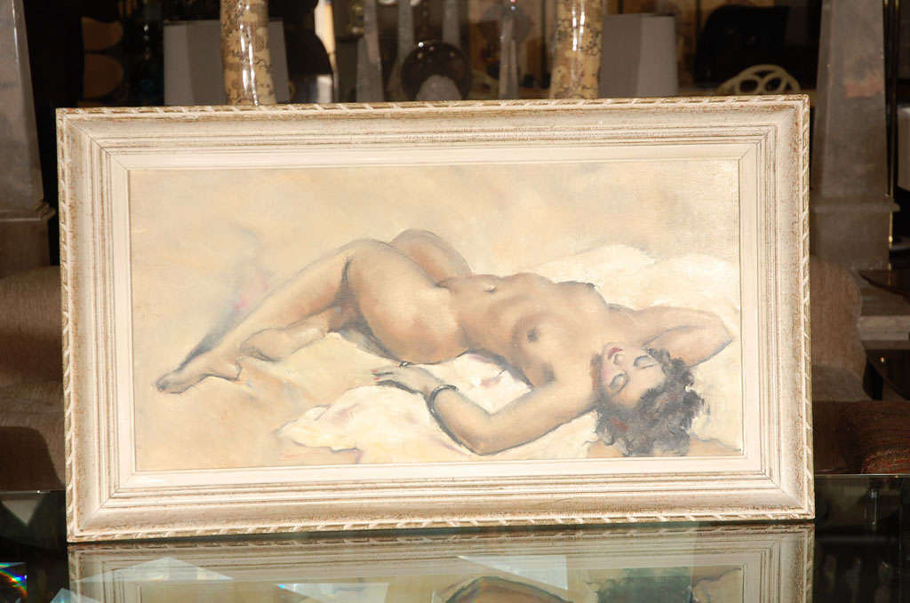 Oil On Canvas Of A Voluptuos Female Nude
