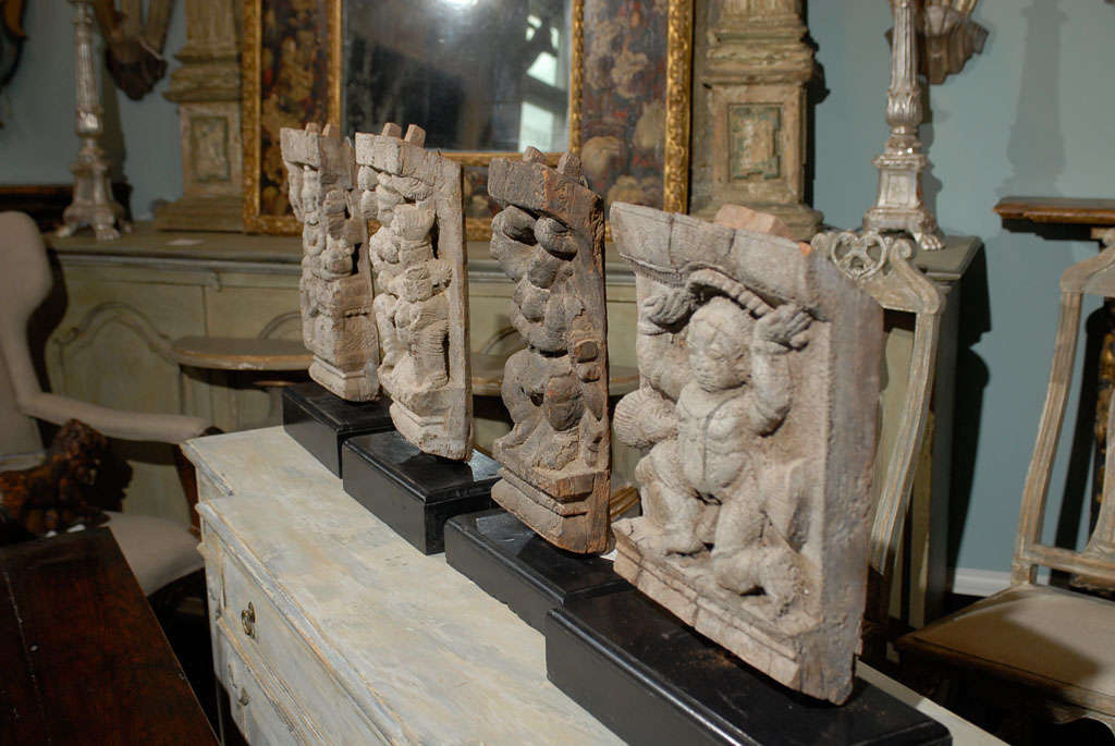 19th Century Hindu Temple Fragments from India Mounted on Bases For Sale 2