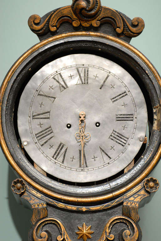 19th Century Black Fryksdahl Swedish Tall Clock 3