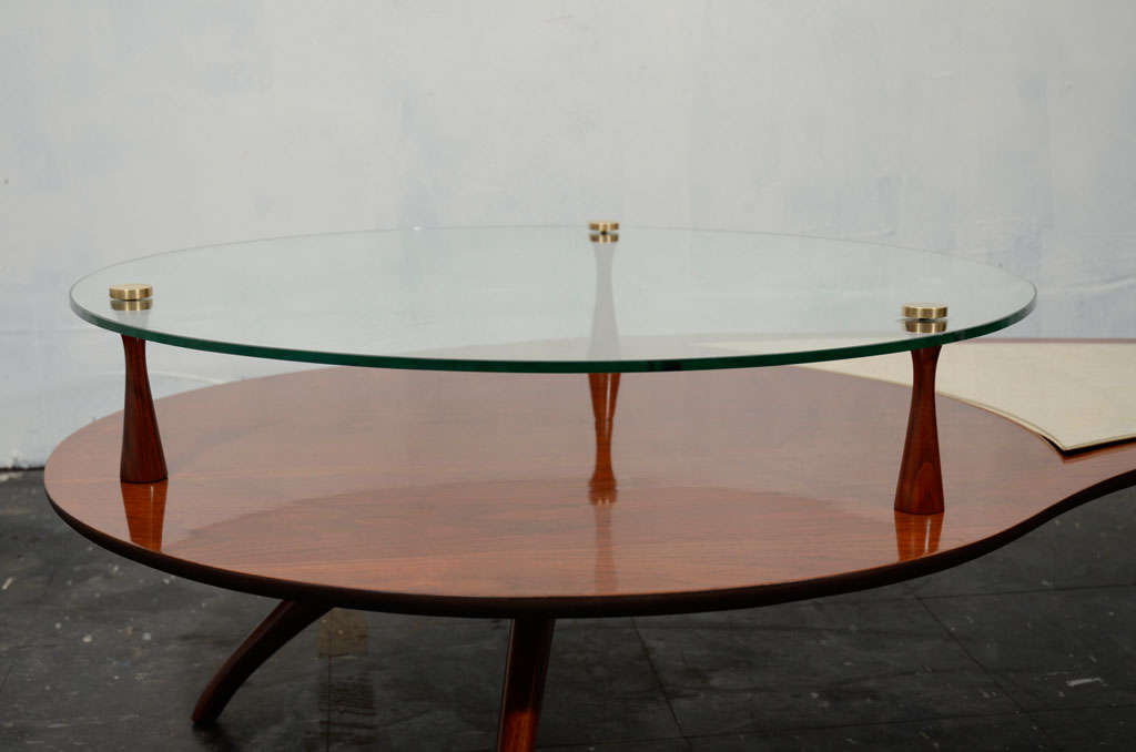 Mid-20th Century Rare Biomorphic Walnut Cocktail Table For Sale