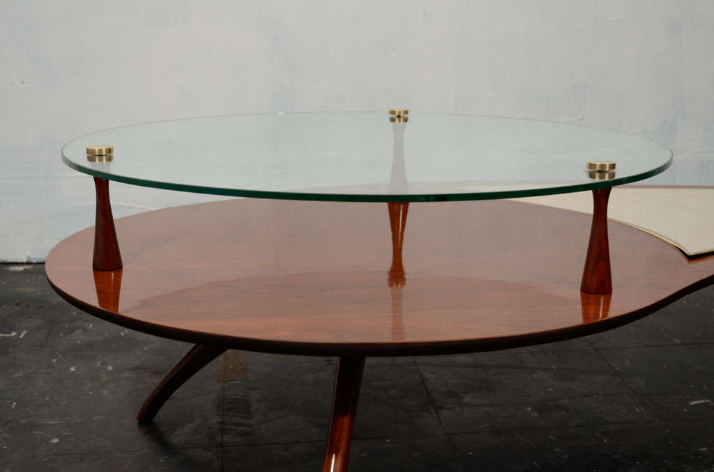 Rare Biomorphic Walnut Cocktail Table For Sale 1