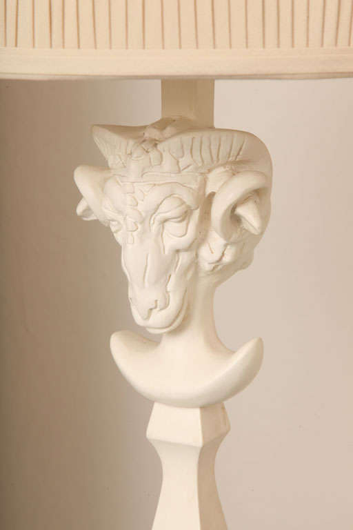 Wood Giacometti Style Ram Head Floor Lamp