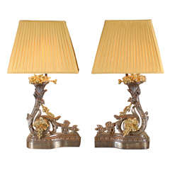 Pair French Chenets adapted as Lamps