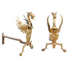 Brass Dragon Andirons