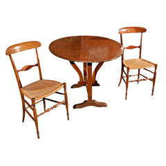 Old Tilt Top Wine Tasting Table with Two Chairs