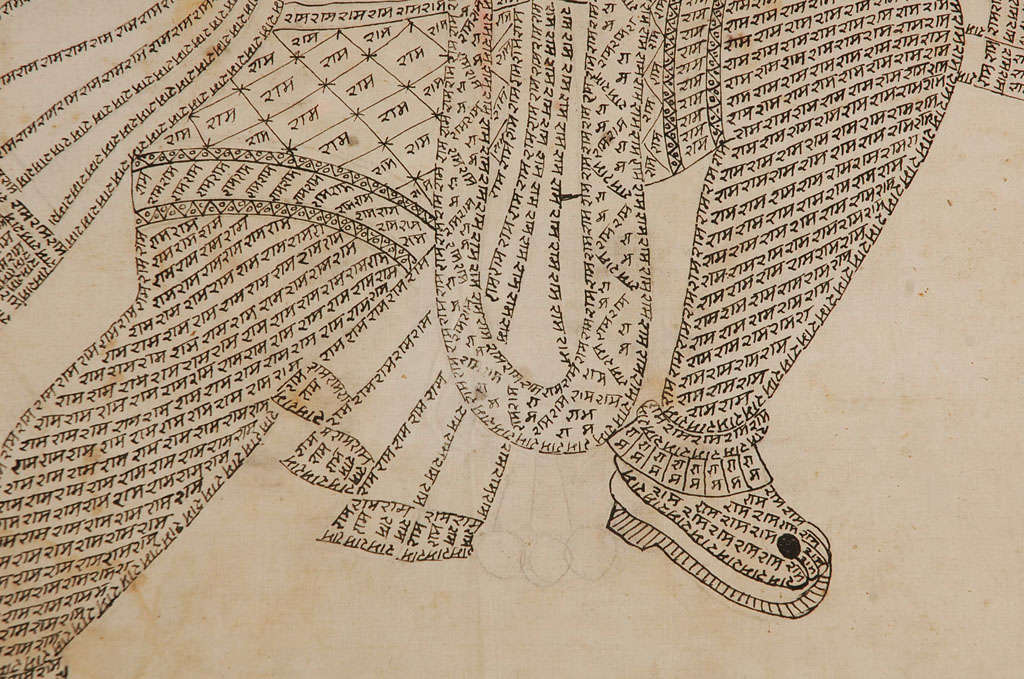 Indian Hanuman Kalamkari- Hindu Monkey God on Fabric.