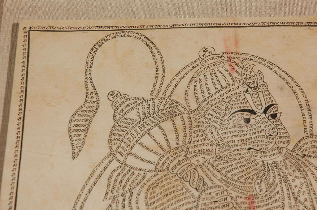Hanuman Kalamkari- Hindu Monkey God on Fabric. 2