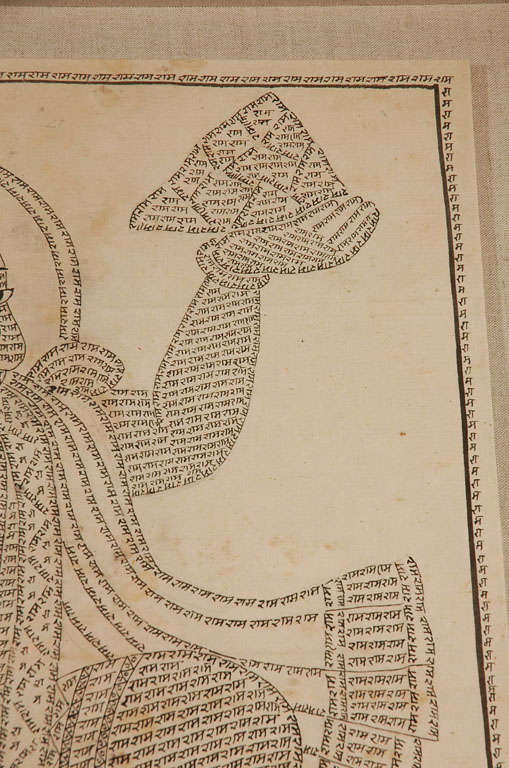 Hanuman Kalamkari- Hindu Monkey God on Fabric. 3