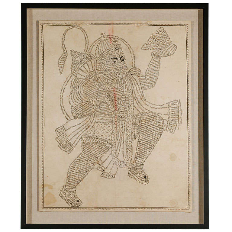 Hanuman Kalamkari- Hindu Monkey God on Fabric.