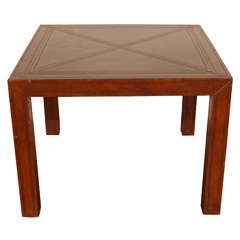 Italian Top Stitched Leather Table
