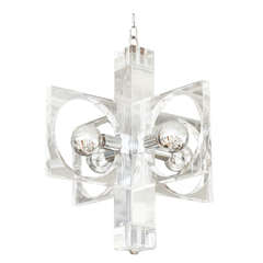 70
s Lucite and Polished Aluminum Chandelier