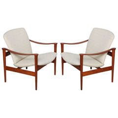 Vintage Pair of Teak Armchairs by Fredrik Kayser for Vatne Mobler
