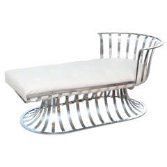 Vintage Polished Aluminum Chaise Lounge by Russell Woodard