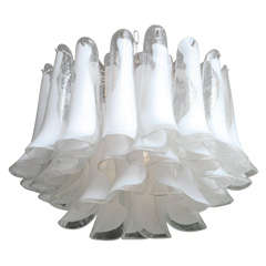 Mazzega 70
s Chrome and Glass Petal Chandelier
